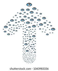 Vision pattern designed in the group of forward movement arrow. Forward move arrow shape combined from vision icons.