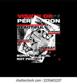 vision of perfection slogan abstract vintage fashion