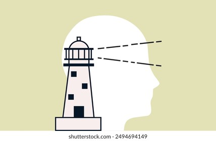 Vision perspective lighthouse concept illustration