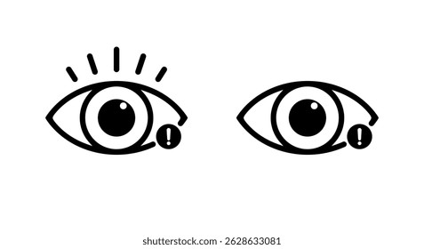 Vision problem, eye pain icon. Sore eyeball sign symbol