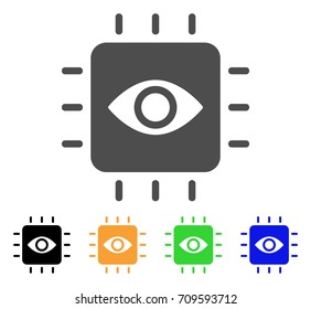 Vision Processor vector pictogram. Style is a flat graphic symbol in gray, black, yellow, blue, green color variants. Designed for web and mobile apps.