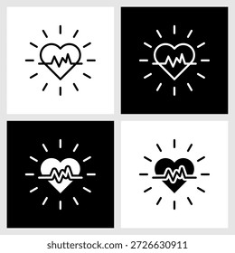 Vision Pulse Symbol mit schwarz-weißem Hintergrund