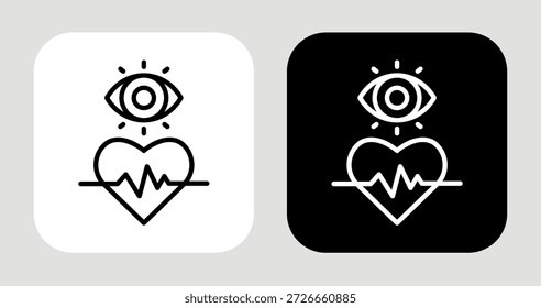 Icono de pulso de visión en estilo de línea blanco y negro