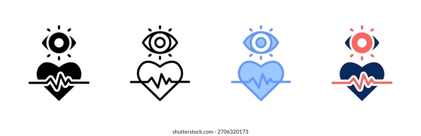 Conjunto de iconos de pulso de visión colección de estilo múltiple