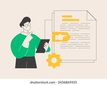 Vision and scope document abstract concept vector illustration. Vision statement, scope document, main plan, project management, software business analysis, idea and goal abstract metaphor.