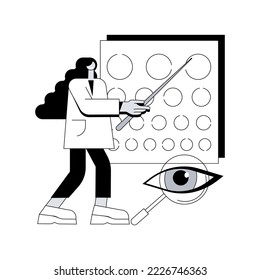 Vision screening abstract concept vector illustration. Vision test service, glasses prescription, eye disorder diagnostic, acuity testing, primary care in school, pediatric exam abstract metaphor.