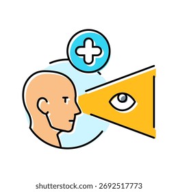 Augenoptometrie Augenfarbe Symbol Vektor. Augenoptometrisches Augenzeichen mit Visionsscreening. einzelne Symbolgrafik