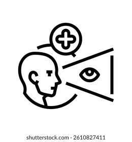 vision screening optometry eye line icon vector. vision screening optometry eye sign. isolated contour symbol black illustration