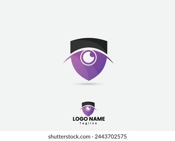 Vision security logo. Shield eye logo design. Eye vector. Premium. Lens. Finance. Doctor. Human. Business. Eye-protected logo with shield.