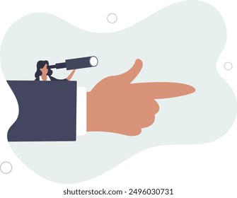 Vision to see business direction, economic forecast or future, strategy to success or business objective, career path concept,flat design.illustration with people.