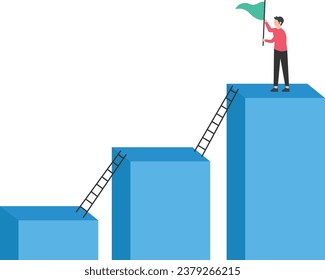 Vision to see next goal, motivation to success, challenge to be better and achieve success concept

