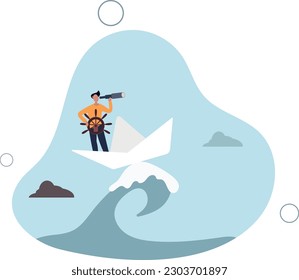Vision to see opportunity, leadership to lead to success, search for challenge, look for goal, strategy to win business concept,.flat vector illustration.