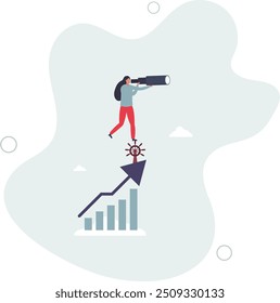 visão para ver a oportunidade, habilidade para superar o desafio ou decisão de controlar e impulsionar o conceito de crescimento.design plano com pessoas.