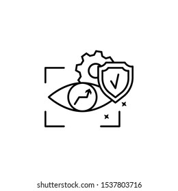 Vision shield view. Simple line, outline vector of motivation icons for ui and ux, website or mobile application