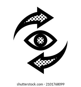 360º Vision Sign. Icon Filled with Dots.
