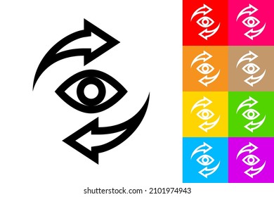 360º Vision Sign. Line Icon With Different Color Background.