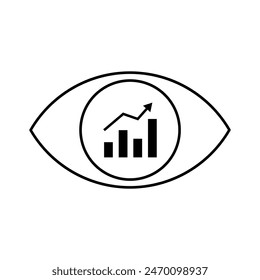 Vision, solution and business, vector gear wheel eye icon and graph, vector graphics,