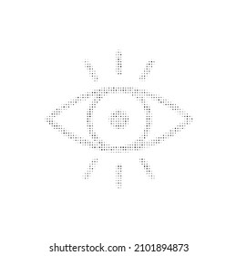 The vision symbol filled with black dots. Pointillism style. Vector illustration on white background