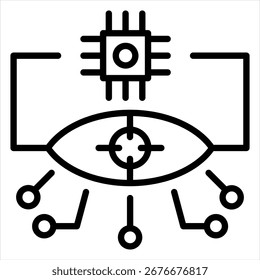 Ilustração de Ícone Único de Contorno do Sistema de Visão
