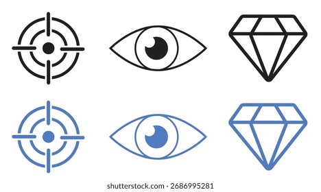 Vision, Target and Diamond Icon Set.