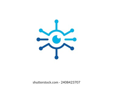 vision tech logo design, software, optics, eye digital connection icon symbol