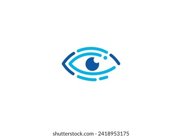 vision tech logo design, software, optics, eye digital connection icon symbol