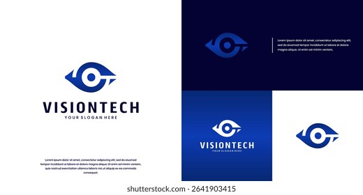 vision tech, security symbol, surveillance, digital services, vector graphic template.