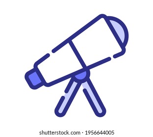 detección de telescopio de visión un único icono aislado con estilo de línea violeta de guiones o de guiones