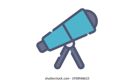 vision telescope discovery single isolated icon with flat dash or dashed style