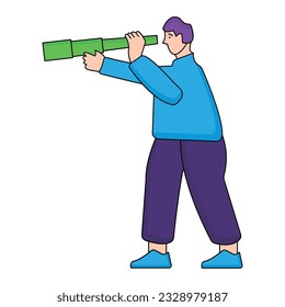 Icono vectorial de ilustración de telescopio de visión que puede fácilmente modificar o editar 
