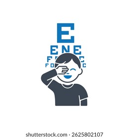 Icono del examen ocular de la prueba de la visión aislado en el fondo blanco