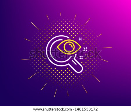 Vision test line icon. Halftone pattern. Eyesight check sign. Oculist clinic symbol. Gradient background. Vision test line icon. Yellow halftone pattern. Vector