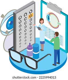 Vision test at an ophthalmologist