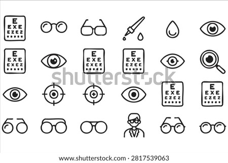 Vision Test and Optometry Outline Icons for Medical Design