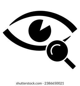 Vision test solid icon, Medical tests concept, Eyesight check sign on white background, Magnifier with eye icon in glyph style for mobile concept and web design. Vector graphics