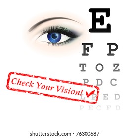 vision test theme with eye and chart