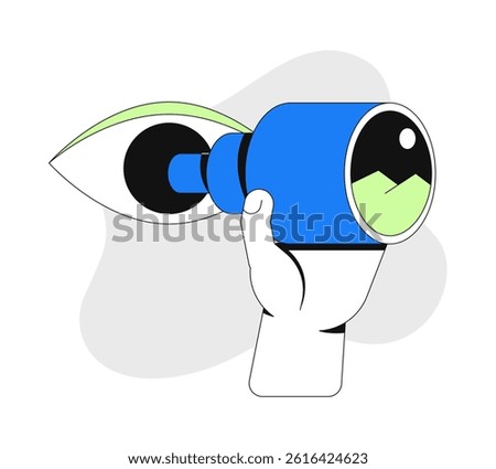 Vision through telescope 2D onboarding ui illustration. Looking forward. Visionary insight. Planning future. Strategic observation cartoon concept isolated on white. Flat abstract vector metaphor
