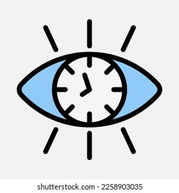 Icono de tiempo de visión en estilo de línea rellena, uso para presentación de aplicaciones móviles del sitio web