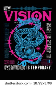 Vision t-shirt print design with snake illustration