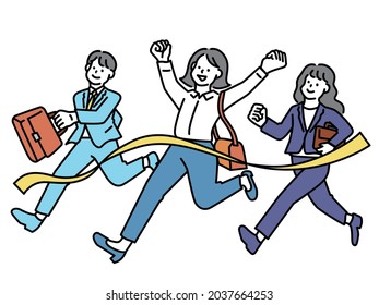 Vision vector illustration. Flat tiny business direction persons concept. Motivation, challenge, effort, women, goals, independence, guts pose