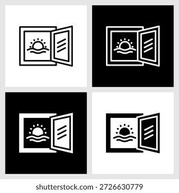 Sichtfenstersymbol mit schwarz-weißem Hintergrund