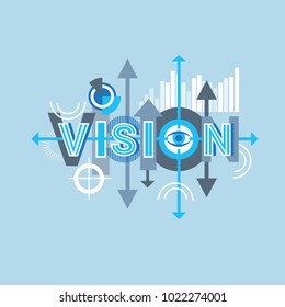 Vision Word Creative Graphic Design Modern Business Concept Over Abstract Geometric Shapes Background Vector Illustration