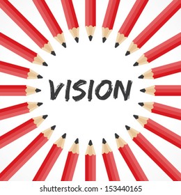 Vision word with pencil background stock vector