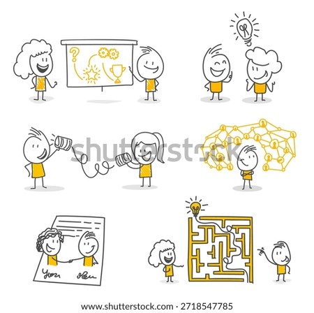 Visionary colleagues who successfully complete their projects by establishing business partnerships and generating new ideas.