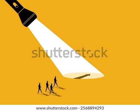 Visionary leader, help lead the way. team Businessman follows the arrow to opportunity