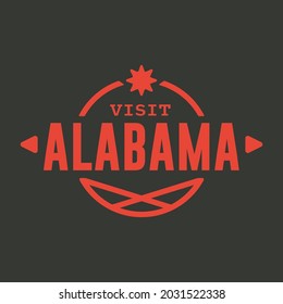 Visit Alabama state USA, travel logo and icon