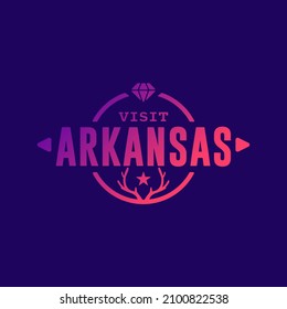 Visit Arkansas state USA, travel logo and icon