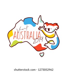 visit australia 2019 illustration vector merchandise