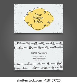 Visit Card with hand drawn abstract elements. Hand Drawn Business Card Design.