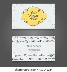 Visit Card with hand drawn abstract elements. Hand Drawn Business Card Design.